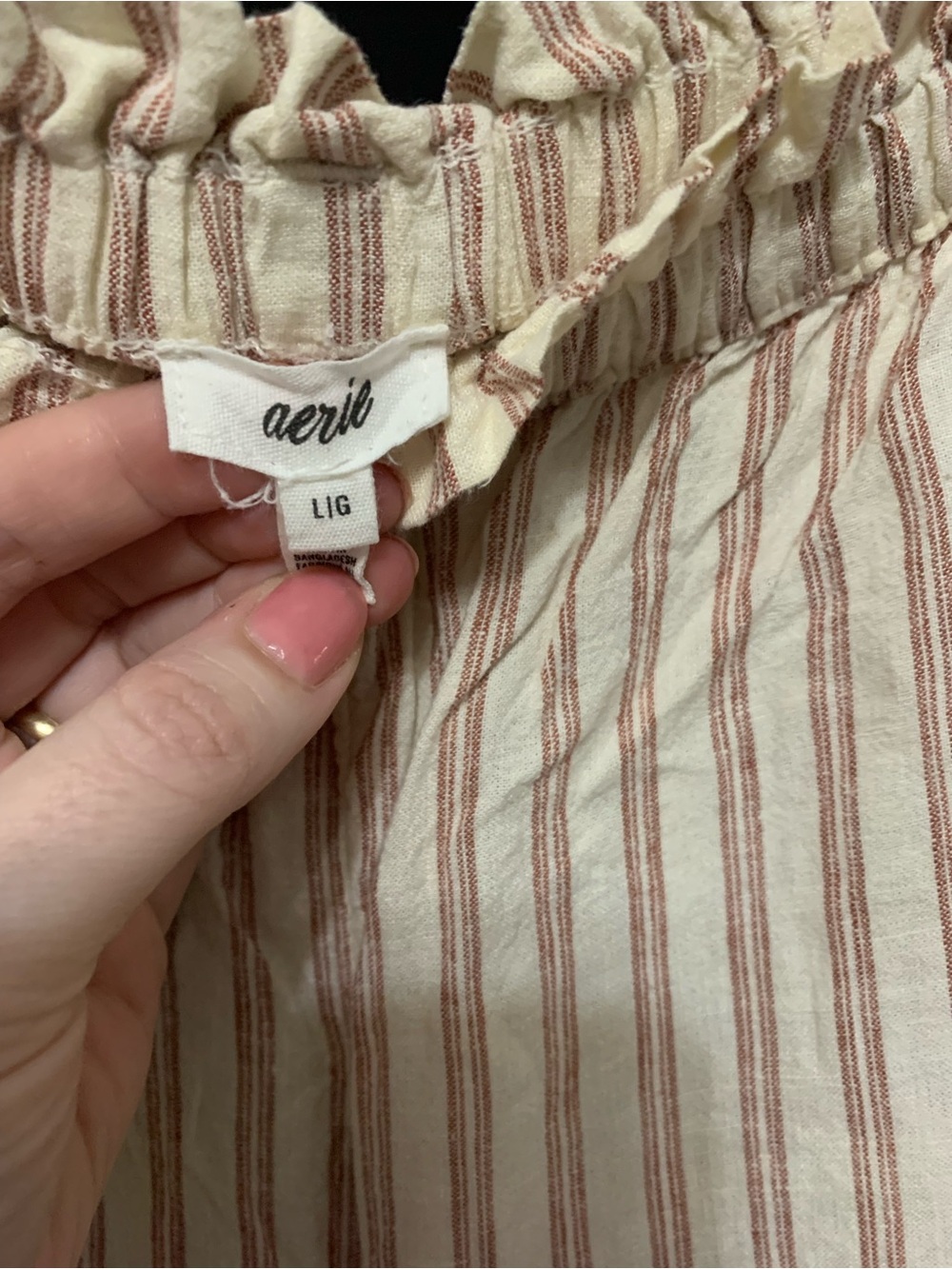 aerie large Cream Wide-Leg Striped Pants coastal flowy cool comfy - Picture 4 of 5